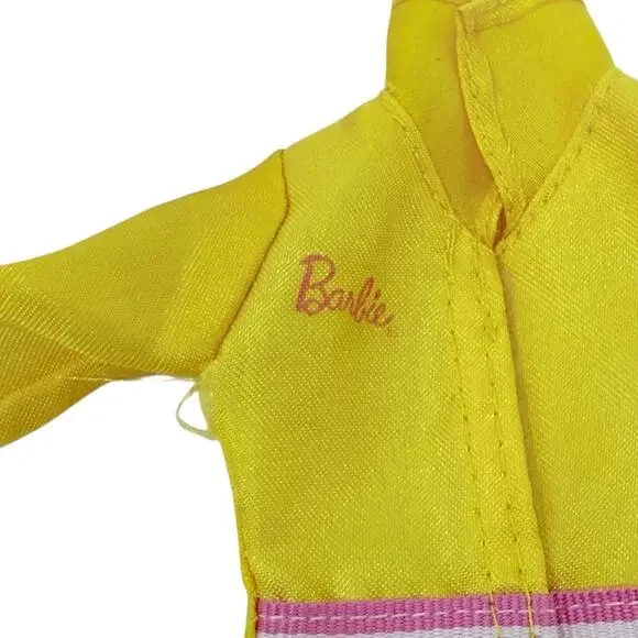 Barbie Doll Firefighter Yellow Jacket With Pink Helmet Career Doll Clothes 2014 - Picture 3 of 13